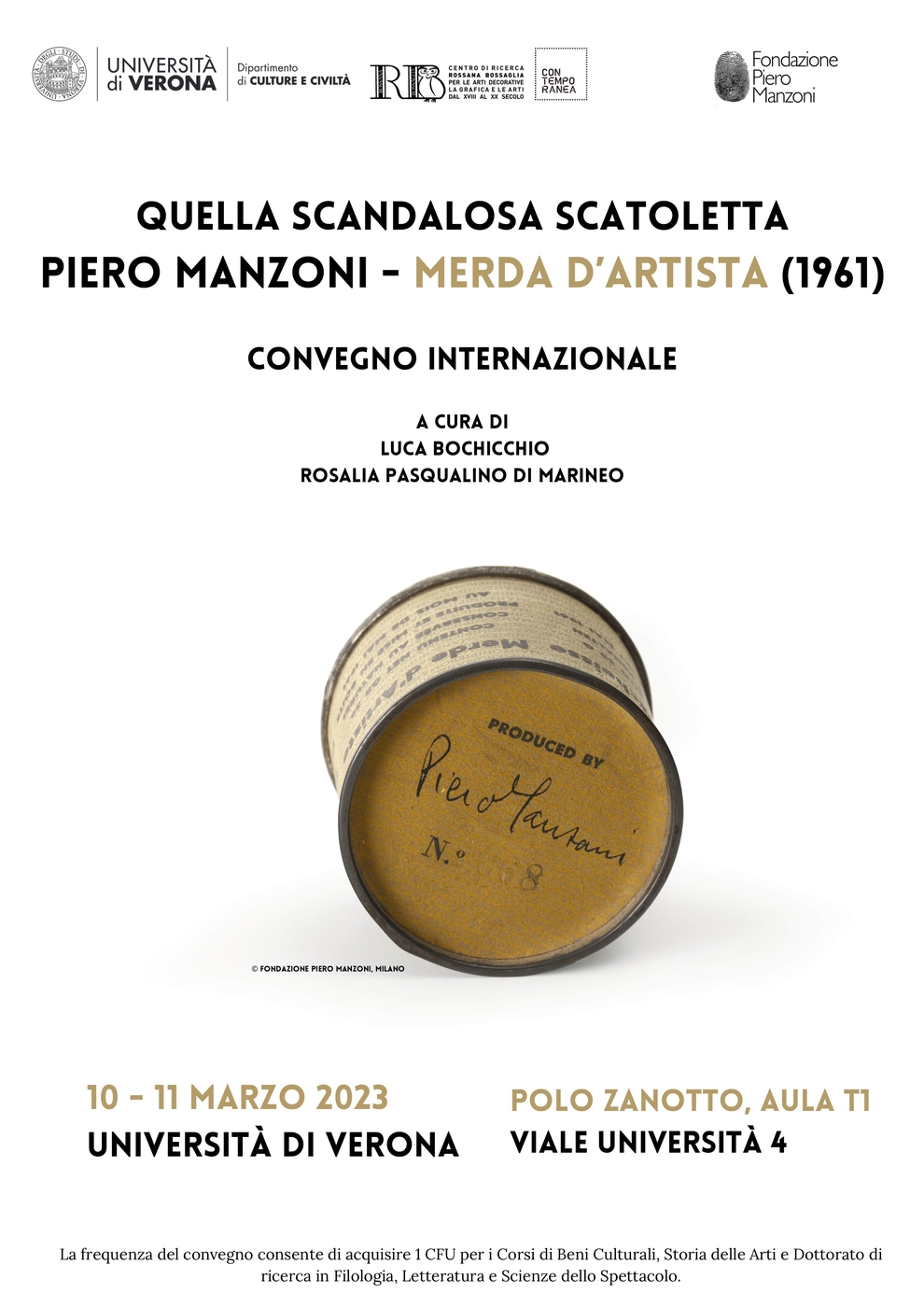 Convegno Internazionale "Quella scandalosa scatoletta di Piero Manzoni - Merda d’artista (1961)"